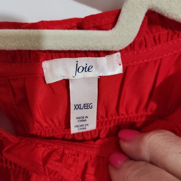 Adorable. Ruffled  neck Joie red top, size XXL - Picture 2 of 8